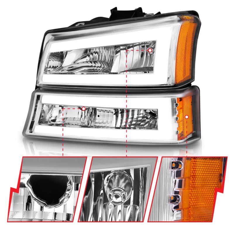 ANZO — ANZO 2003-2006 Chevrolet Silverado 1500 Crystal Headlights w/ Light Bar Chrome Housing
Head Light Set
HdLtSet - view 9