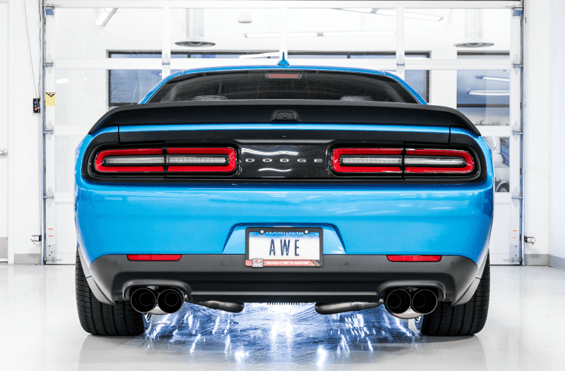 AWE Tuning — AWE Tuning 2015+ Dodge Challenger 6.4L/6.2L SC Track Edition Exhaust - Quad Diamond Black Tips
Track Exhaust - view 2