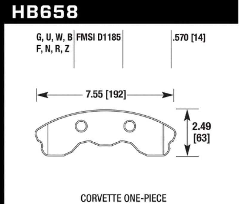 Hawk Performance — Hawk 2010-2013 Chevy Corvette Grand Sport (One-Piece Pads) ER-1 Motorsports Front Brake Pads
Disc Brake Pad - view 1