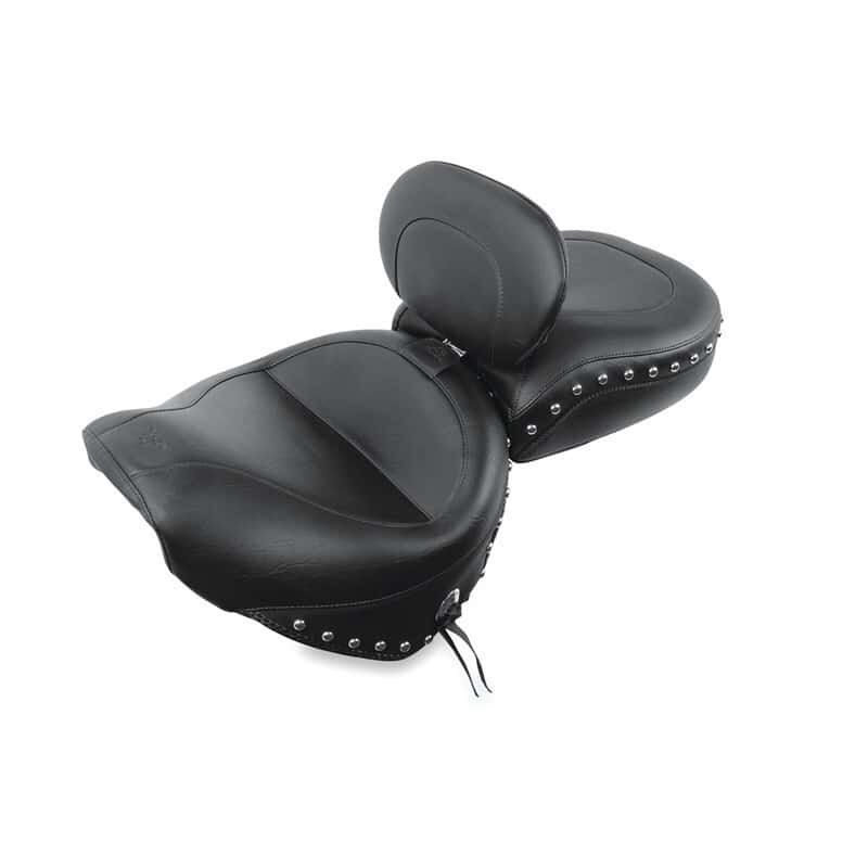 Mustang Motorcycle — Mustang 99-15 Yamaha Road Star 1600,1700 Wide Touring 2PC Seat w/Driver Backrest Studs - Black - view 1