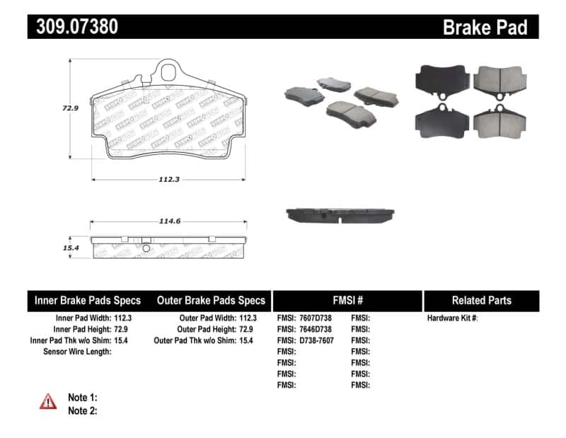 Stoptech — StopTech Performance 97-04 Porsche Boxster / 00-08 Boxster S / 98-08 911 Rear Brake Pads
Sprt Brk Pad W/Hdwr - view 7