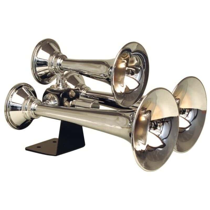 Kleinn Air Horns — Kleinn Chrome Triple Horn/ 13.5In/11.75In/8.5In - Chrome-Plated Spun Copper
Triple Train Horn - view 1