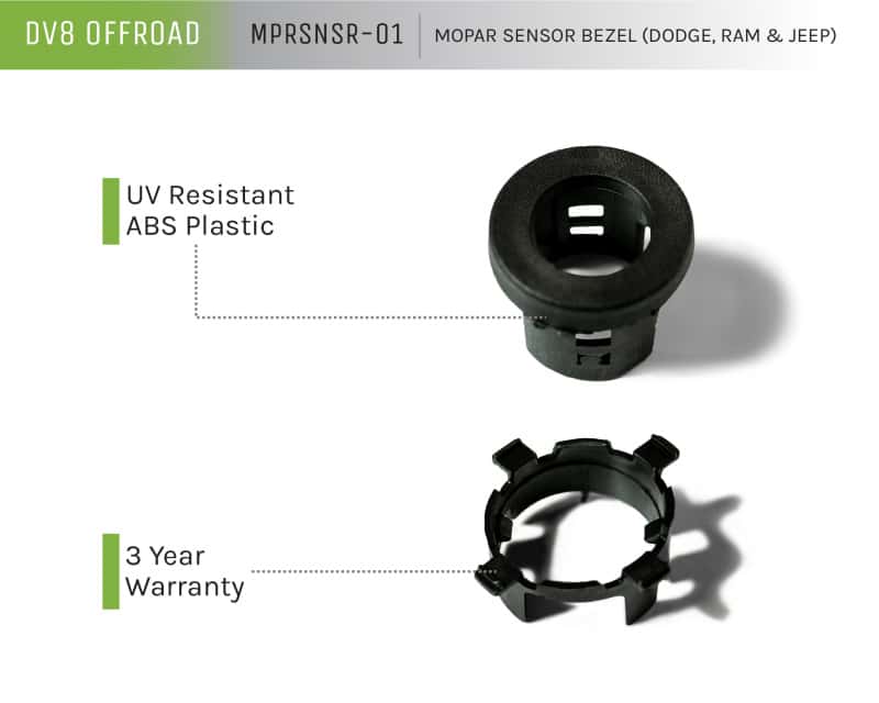 DV8 Offroad — DV8 Offroad Jeep/Dodge/RAM Front Bezel & Rear Clip Replacement Kit for MOPAR Sensors - Set of 4
MOPAR SENSOR BEZEL - view 6