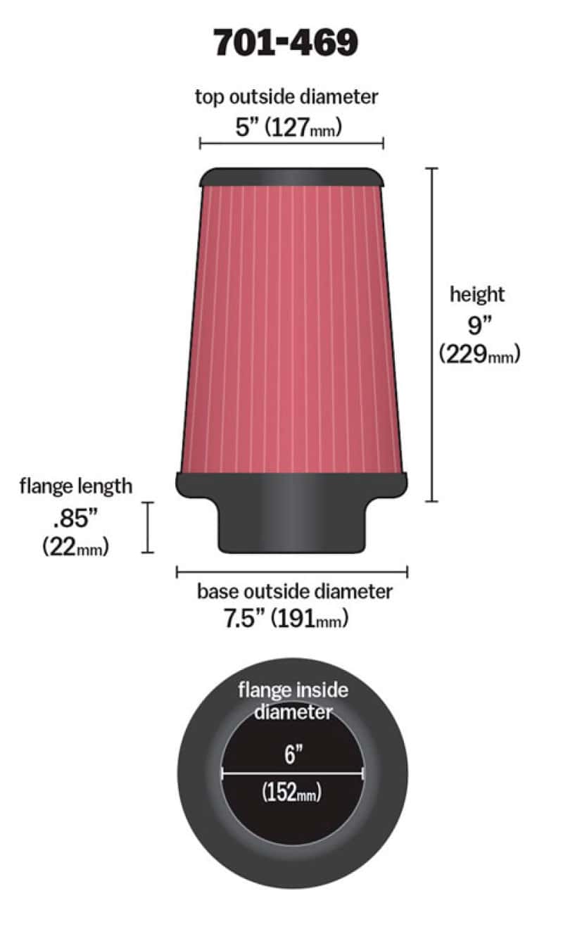 Airaid — Airaid Universal Air Filter - Cone 6 x 7 1/4 x 5 x 9 - view 4