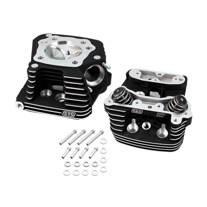 S&S Cycle — S&S Cycle 84-99 BT Super Stock Cylinder Head Kit For 3-1/2in and 3-5/8in Bore - Wrinkle Black - view 2