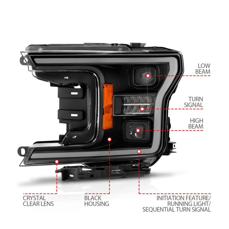 ANZO — ANZO 18-20 Ford F-150 (w/o Fctry LED) Full LED Proj Headlights w/Light Bar Swtchbk Seq. Black w/Init
Head Light Set
HdLtSet - view 10