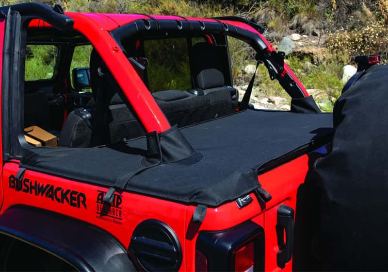 Rampage — Rampage 2018-2022 Jeep Wrangler(JL) 4-Door Tonneau Cover w/ Tailgate Bar Kit - Black Diamond - view 2
