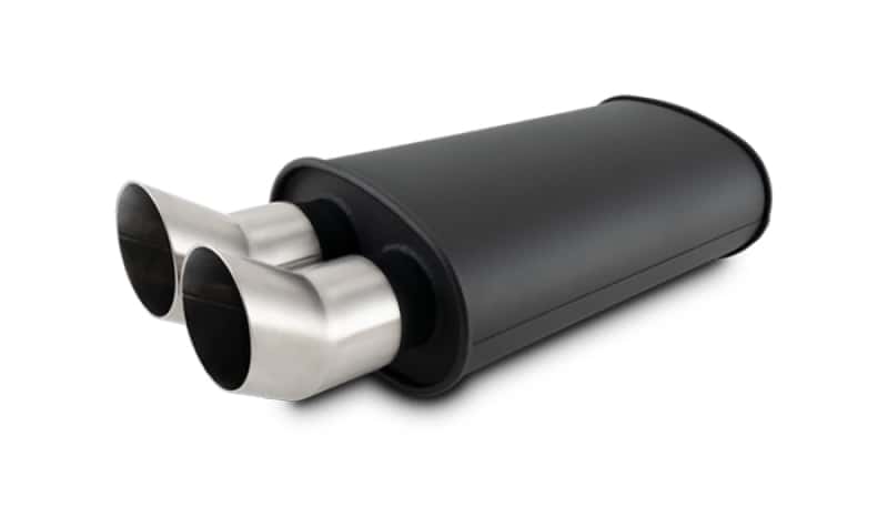 Vibrant — Vibrant Flat Blk Muffler 9x5x15in Body 3in Inlet ID 3in Tip OD w/Dual DTM Cut Tips
3"FlatBlkMfDualOut
Muffler - view 1