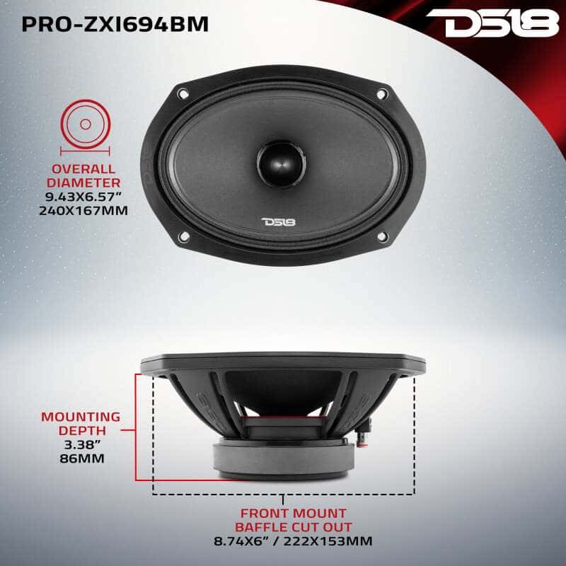 DS18 — DS18 6x9in 300 Watts RMS 4 ohm Neodymium and Ferrite Magnet Bullet Mid-Range Loudspeaker - view 7
