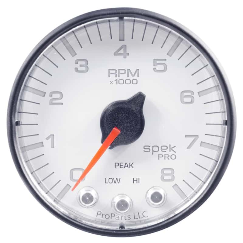 AutoMeter — Autometer Spek-Pro Gauge Tach 2 1/16in 8K Rpm W/ Shift Light & Peak Mem Wht/Blk
GA 2" 8KRPM WFB SPEK - view 4