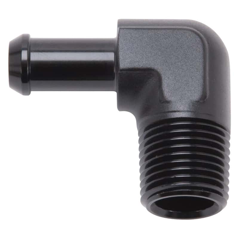 Edelbrock — Edelbrock Hose End 90-Deg 1/2In NPT to 3/8In Barb Black Anodize
KIT PARTS - view 1