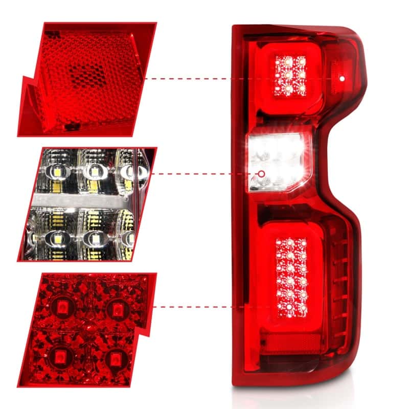 ANZO — ANZO 19-21 Chevy Silverado Work Truck Full LED Taillights Chrome Housing Red Lens G2(w/C light Bars) - view 4