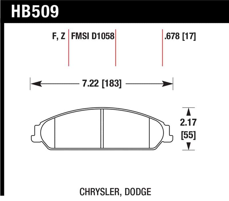 Hawk Performance — Hawk 05 Chrysler 300C w/ Perf. and HD Suspension Performance Ceramic Street Front Brake Pads
Disc Brake Pad - view 1