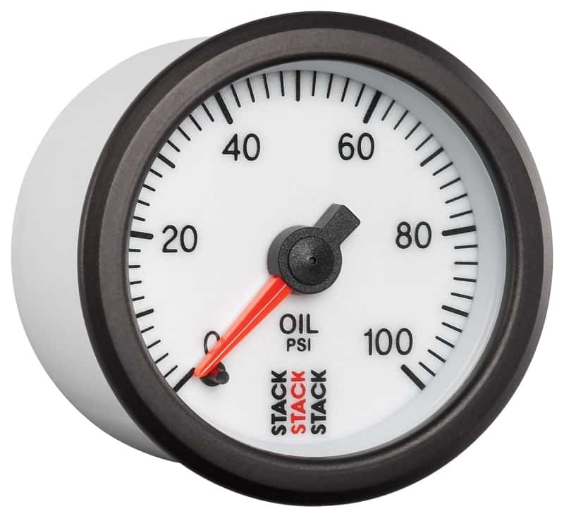 AutoMeter — Autometer Stack 52mm 0-100 PSI 1/8in NPTF Male Pro Stepper Motor Oil Pressure Gauge - White
Ga OP Stpr W 100psi - view 3