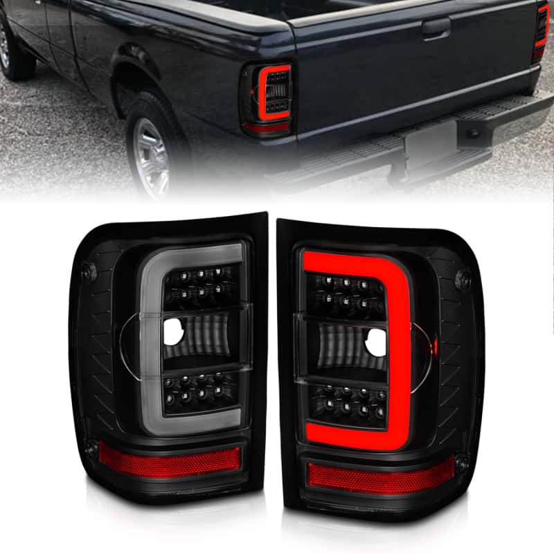 ANZO — ANZO 01-11 Ford Ranger LED Taillights - Black Housing w/ Smoke Lens & Light Bar - view 1
