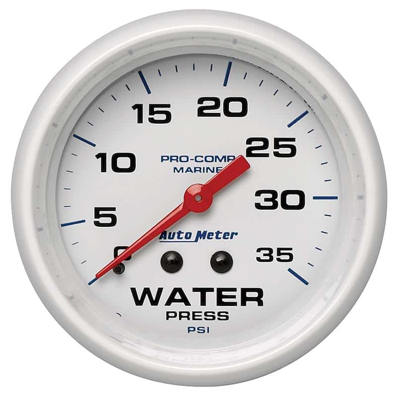 AutoMeter — Autometer AutoGage 2-5/8in. / 35 PSI Mechanical Water Press Gauge - Marine White
GA 2.6" WP 35 M MW - view 2
