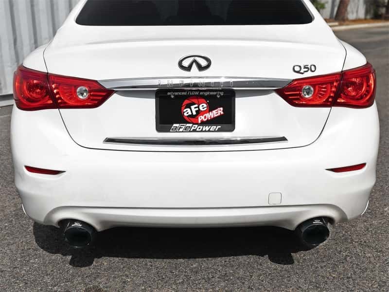 aFe — aFe Takeda 2.5in 304 SS Axle-Back Exhaust w/ Black Tips 16-18 Infiniti Q50 V6-3.0L (tt)
Axle-Back Exhaust - view 2