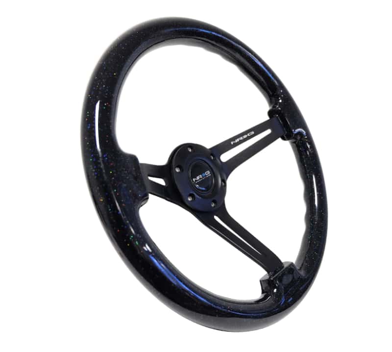 NRG — NRG Reinforced Steering Wheel (350mm / 3in. Deep) Black Multi Color Flake Wood w/ Black Matte Center - view 2