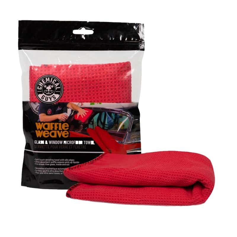 Chemical Guys — Chemical Guys Waffle Weave Glass & Window Microfiber Towel - 24in x 16in - Red - view 4
