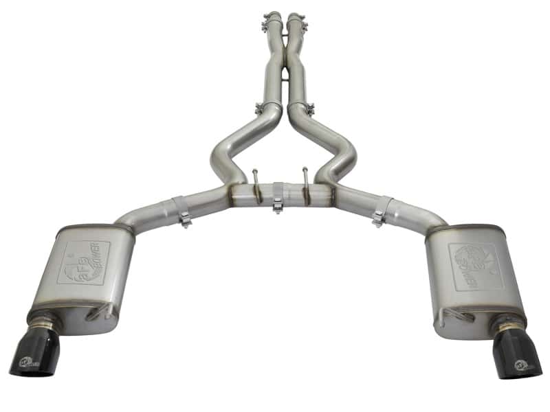 aFe — aFe MACHForce XP 3in 304 SS Cat-Back Exhausts w/ Black Tips 15-17 Ford Mustang GT V8-5.0L/V6-3.7L
Cat-Back Exhaust - view 2
