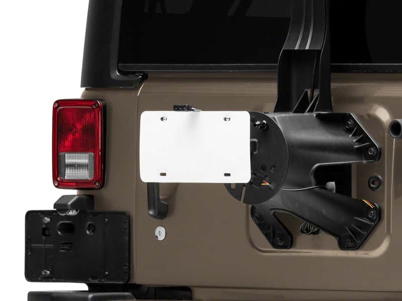 Raxiom — Raxiom 07-18 Jeep Wrangler JK Axial Series License Plate Bracket w/ LED Brake Light
Mount - view 1