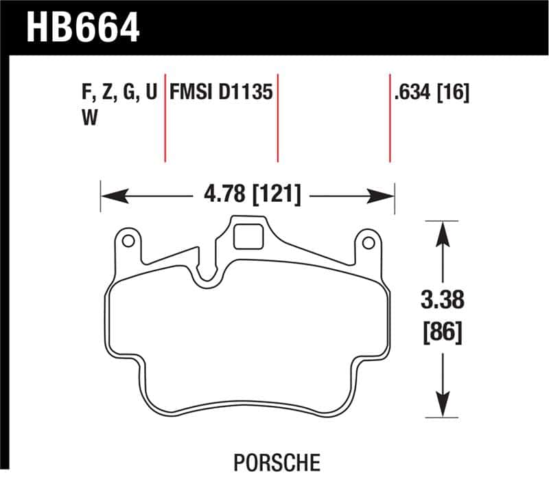 Hawk Performance — Hawk 05-08 Porsche 911 Carrera Front & Rear / 07-08 Cayman Front Perf Ceramic Street Brake Pads
Disc Brake Pad - view 1