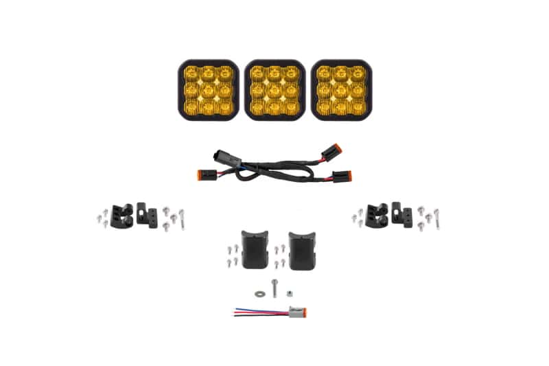Diode Dynamics — Diode Dynamics SS5 Pro Universal CrossLink 3-Pod Lightbar - Yellow Driving - view 1