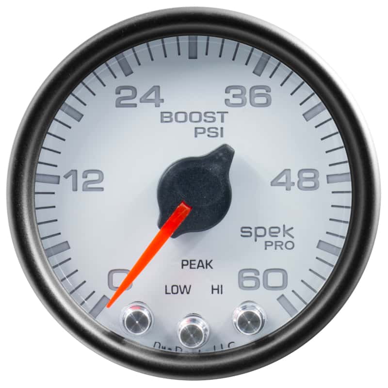 AutoMeter — Autometer Spek-Pro Gauge Boost 2 1/16in 60psi Stepper Motor W/Peak & Warn Wht/Blk
GA 2" BST 60 WCB SPK - view 3
