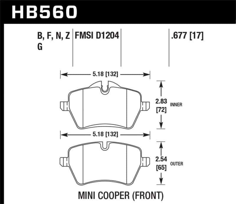 Hawk Performance — Hawk 06-15 Mini Cooper DTC-60 Race Front Brake Pads
Disc Brake Pad - view 3