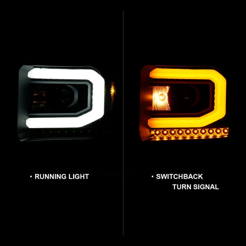 ANZO — ANZO GMC SIERRA 1500 14-15 2500H/15-19 Projector Headlight Plank Style Black w/ Switchback (Halogen)
Head Light Set
HdLtSet - view 3