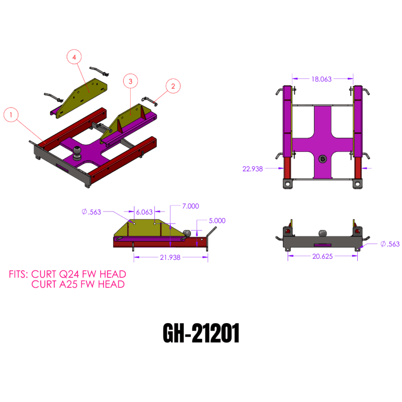GEN-Y Hitch — Gen-Y Advantage 5th Wheel Gooseneck Combo Hitch 25K Towing (Curt Q24/A25 5th Wheel Head)
Combo Hitch - view 3