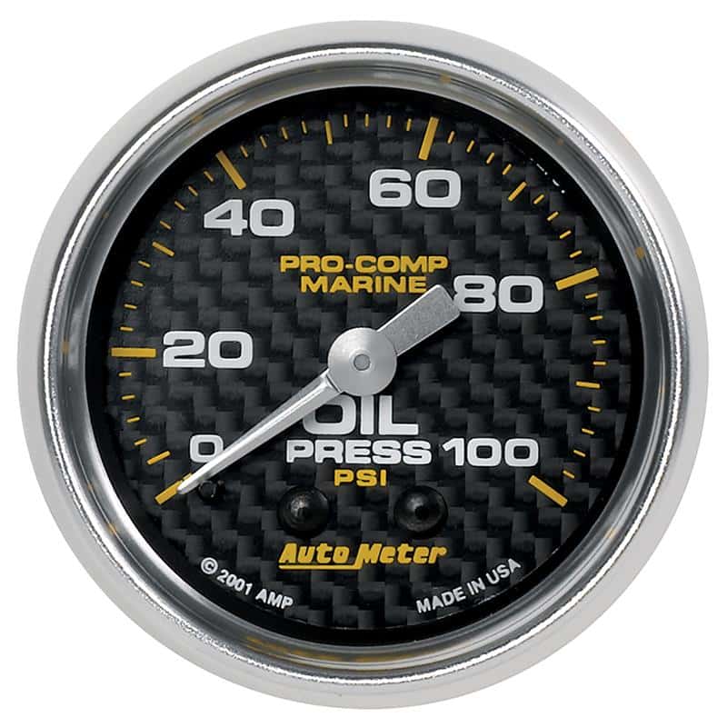 AutoMeter — Autometer Marine Carbon Fiber Ultra-Lite 2-1/16in 100PSI Mechanical Oil Pressure Gauge
GA 2" OP 100 M MCF - view 2