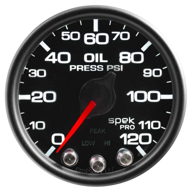AutoMeter — Autometer Spek-Pro Gauge Oil Press 2 1/16in 120psi Stepper Motor W/Peak & Warn Blk/Blk
GA 2" OILP BCB SPEK - view 4