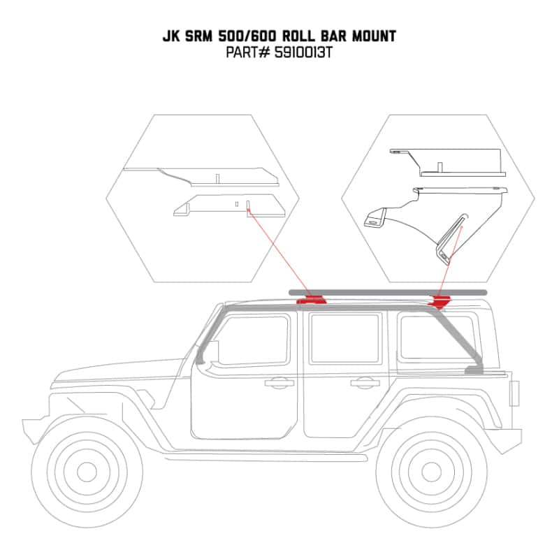 Go Rhino — Go Rhino 07-17 Jeep Wrangler 4dr Mouinting Kit for SRM Rack
SRM Mount Kit - view 4