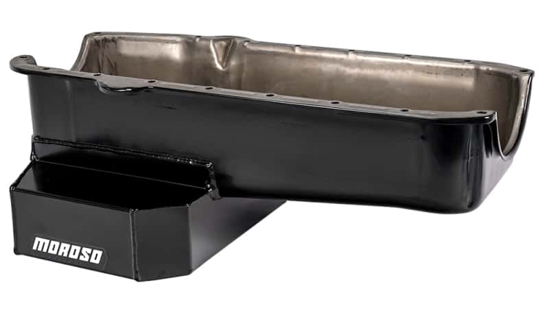 Moroso — Moroso Pre-80 Chevrolet SBC (w/Driver Side Dipstick) Wet Sump 7qt 7.5in Steel Oil Pan - Black - view 1