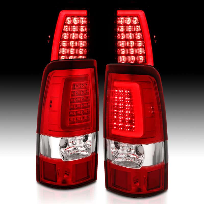 ANZO — ANZO 2003-2006 Chevy Silverado 1500 LED Taillights Plank Style Chrome With Red/Clear Lens - view 15