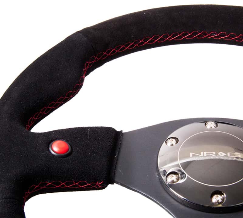 NRG — NRG Reinforced Steering Wheel (320mm) Blk Suede w/Dual Buttons - view 3