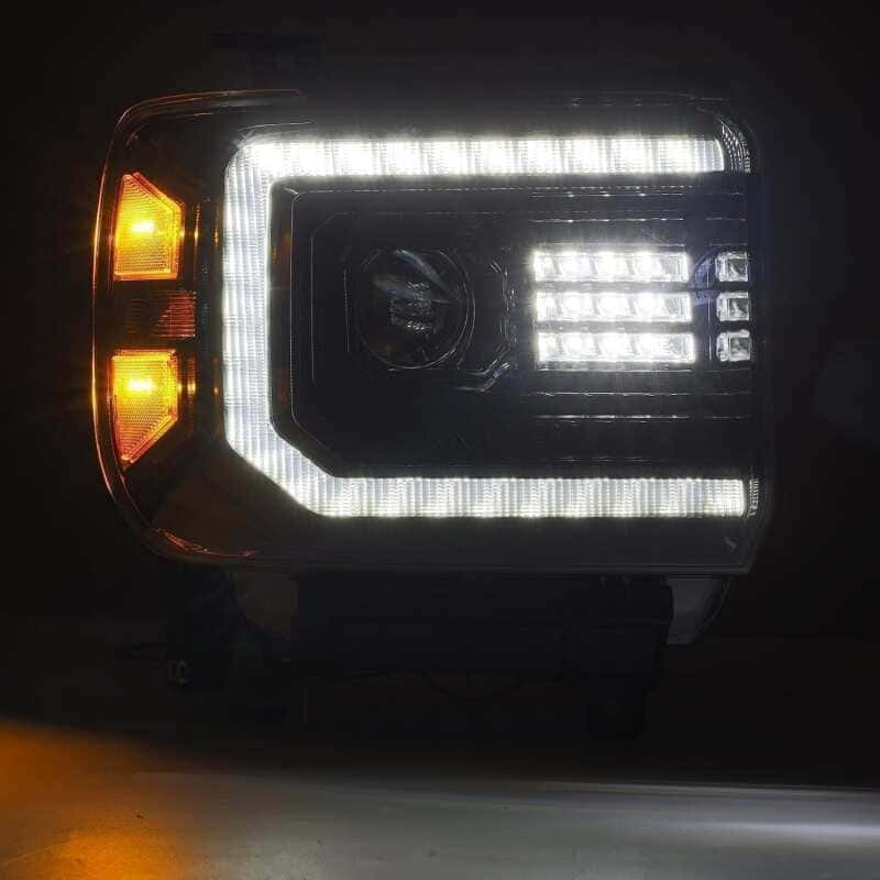 AlphaRex — AlphaRex 14-18 GMC Sierra PRO-Series Proj Headlights Plank Alpha Blk w/Activ Light/Seq Signal/DRL
Projector Headlights - view 5
