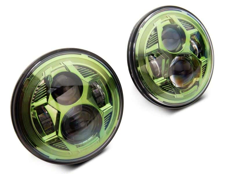 Raxiom — Raxiom 07-18 Jeep Wrangler JK 7-In LED Headlights Green Housing- Clear Lens
Headlights - view 2