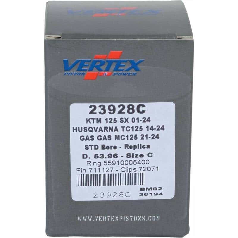 Vertex Pistons — Vertex Piston 01-16 KTM 125 EXC 125cc Cast Replica Piston Kit - view 4