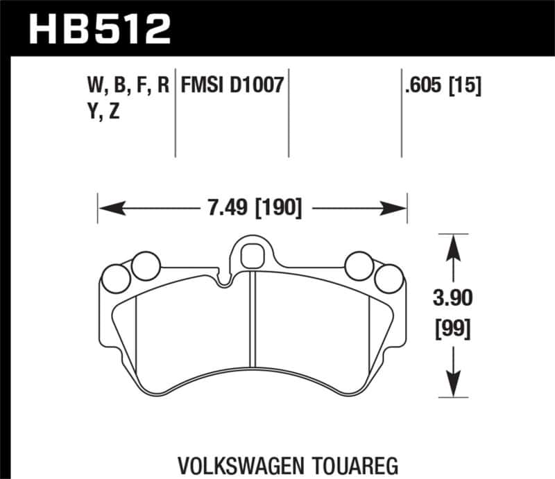 Hawk Performance — Hawk 08 Porsche Cayenne GTS/Turbo / 03-09 Cayenne / 04-05 VW Touareg DTC-30 Race Front Brake Pads
Disc Brake Pad - view 3