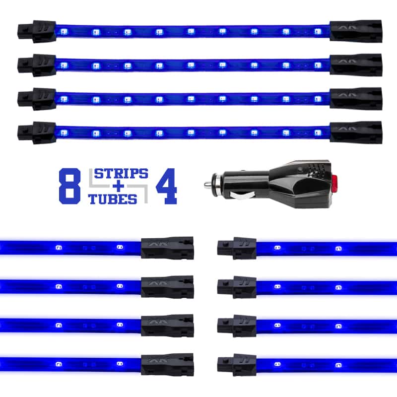 XKGLOW — XK Glow Single Color XKGLOW UnderglowLED Accent Light Car/Truck Kit Blue - 8x24In Tube + 4x8In Strip - view 2