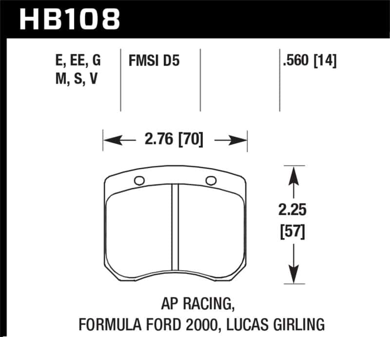 Hawk Performance — Hawk AP Racing 14mm Blue 9012 Race Brake Pads
Disc Brake Pad - view 2