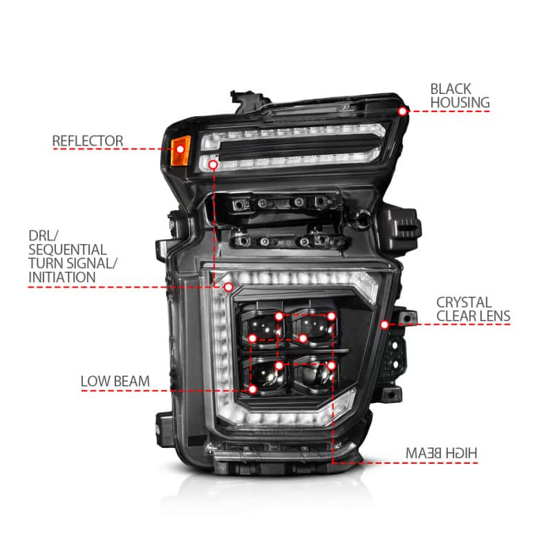 ANZO — ANZO Z-Series 20-23 Chevy Silverado 2500/3500 Z-Series Full LED Proj Headlights Black - Pass. Side - view 3