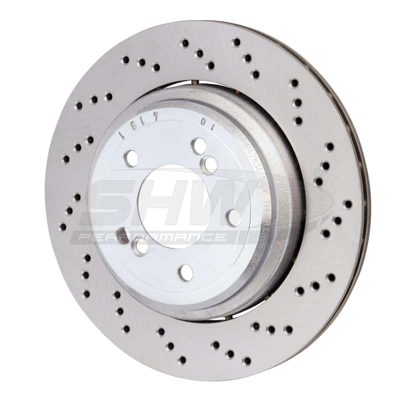 SHW Performance — SHW 06-08 BMW Z4 3.2L Right Rear Cross-Drilled Lightweight Brake Rotor (34212282304) - view 2