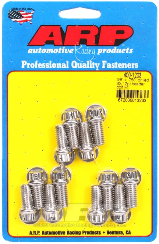 ARP — ARP 3/8 x .750 drilled SS 12pt header bolt kit - view 1