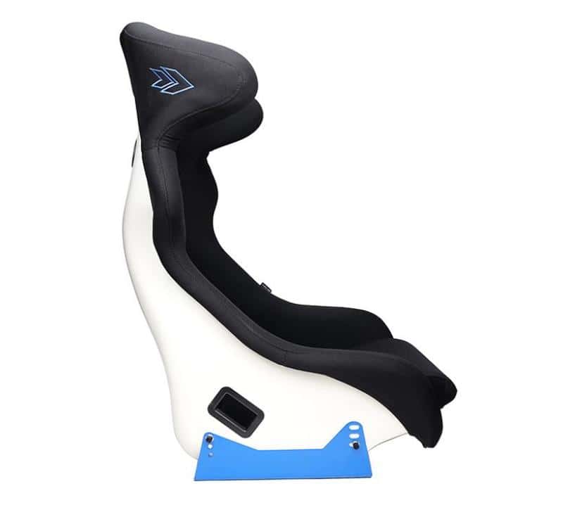 NRG — NRG FRP Bucket Seat - White Finish with Arrow Embroidery And Blue Side Mount Bracket - view 2