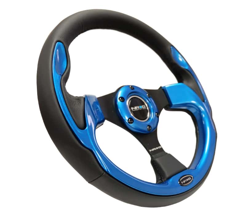 NRG — NRG Reinforced Steering Wheel (320mm) Blk w/Blue Trim - view 6