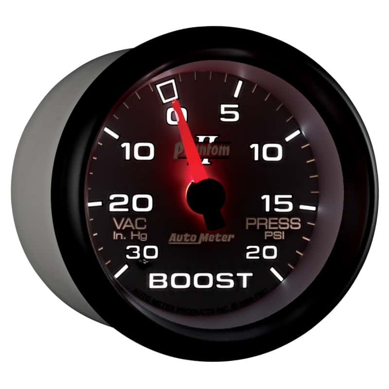 AutoMeter — AutoMeter Gauge Vac/Boost 2-5/8in. 30Inhg-20PSI Mechanical Phantom II
2-5/8" BOOST-VAC, 30 - view 12