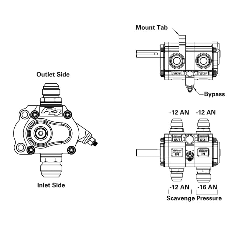 Peterson Fluid Systems — Peterson Fluid Systems R4 2-Stage Oil Pump - Left Side Mount - HV - Rear Drive
R4 Oil Pump 2 Stage - view 2